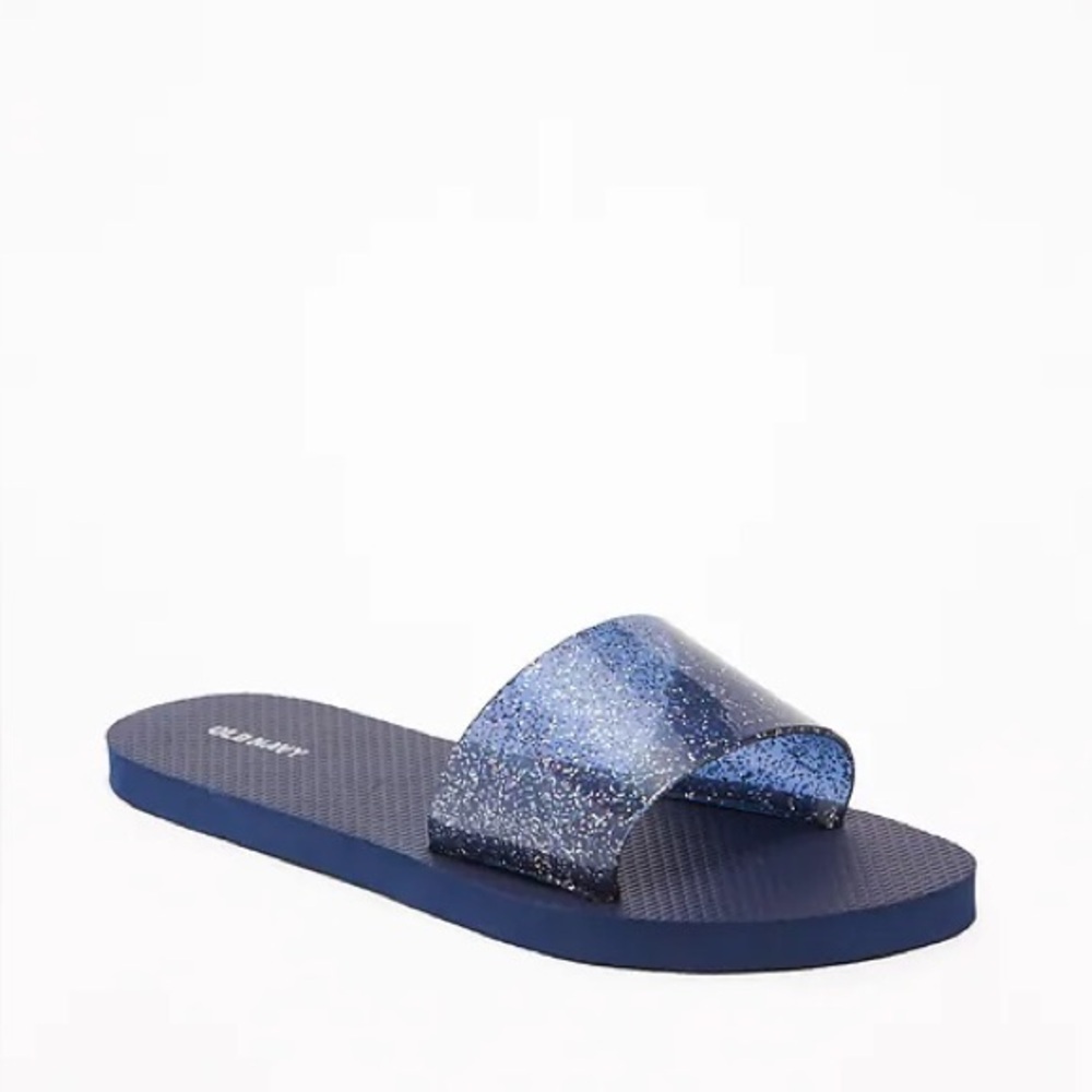 Old Navy Blue Glitter Slide Sandals